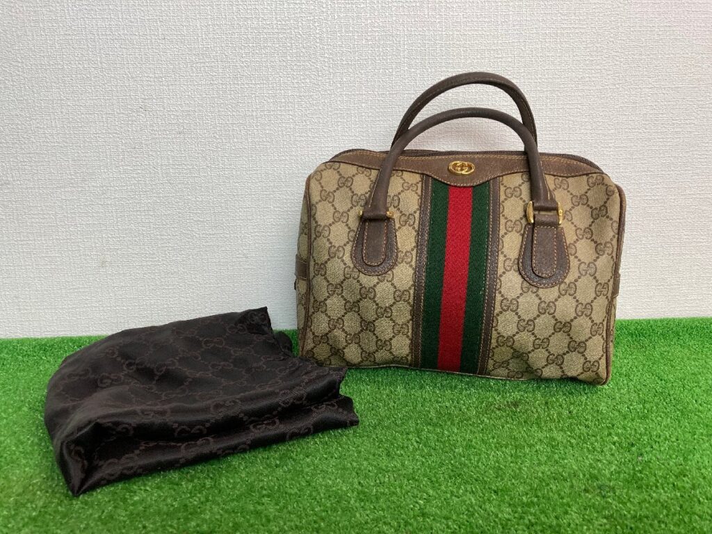 型崩れ有 GUCCI グッチ ハンドバッグ シェリーライン キャンバス GG柄