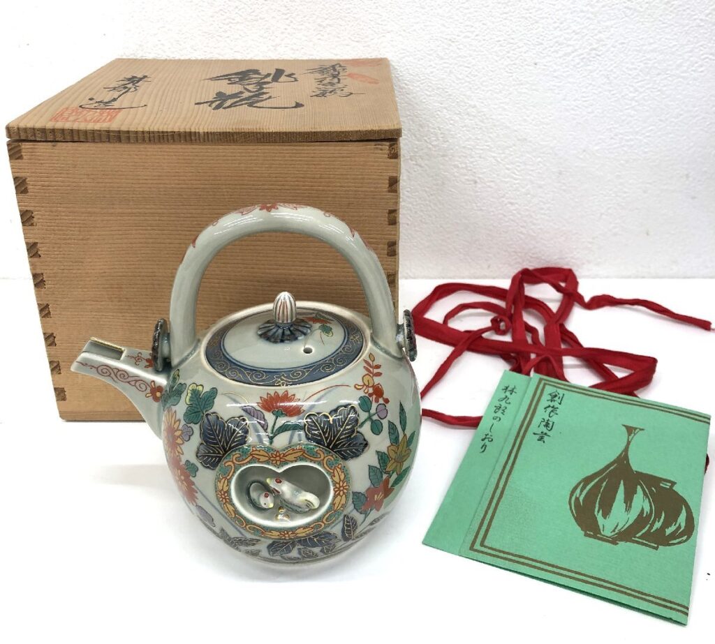 有田焼 林九朗作 急須 古伊万里窓鶏 陶器