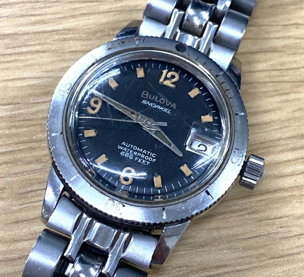 BULOVA SNORKEL AUTOMATIC 666feet ブローバ スノーケル デイト 自動巻 時計 ベルト社外