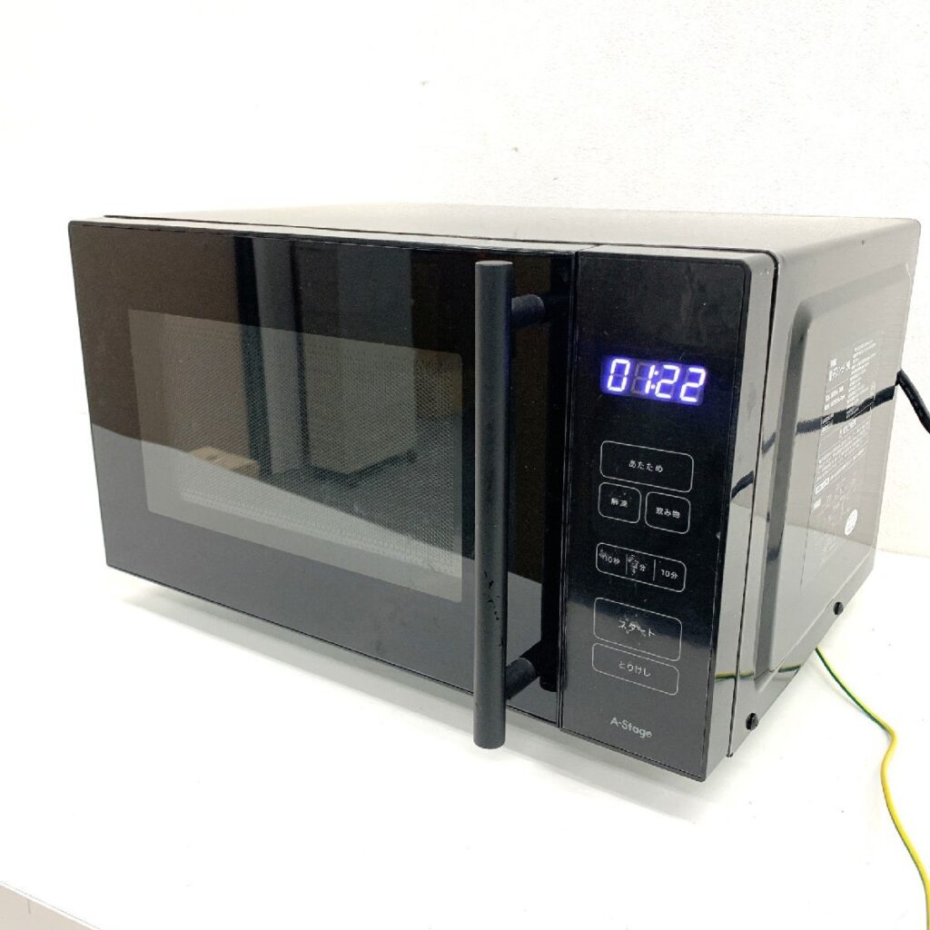 A-Stage エーステージ MO01A-18BK 電子レンジ 2022年製 フラット庫内 ブラック キッチン家電 簡易動作確認済み