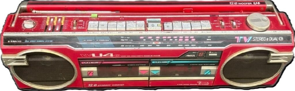SANYO ステレオカセットレコーダー ラジカセ MR-WU4D サンヨー 小型ダブルラジカセ レッド gi4-57
