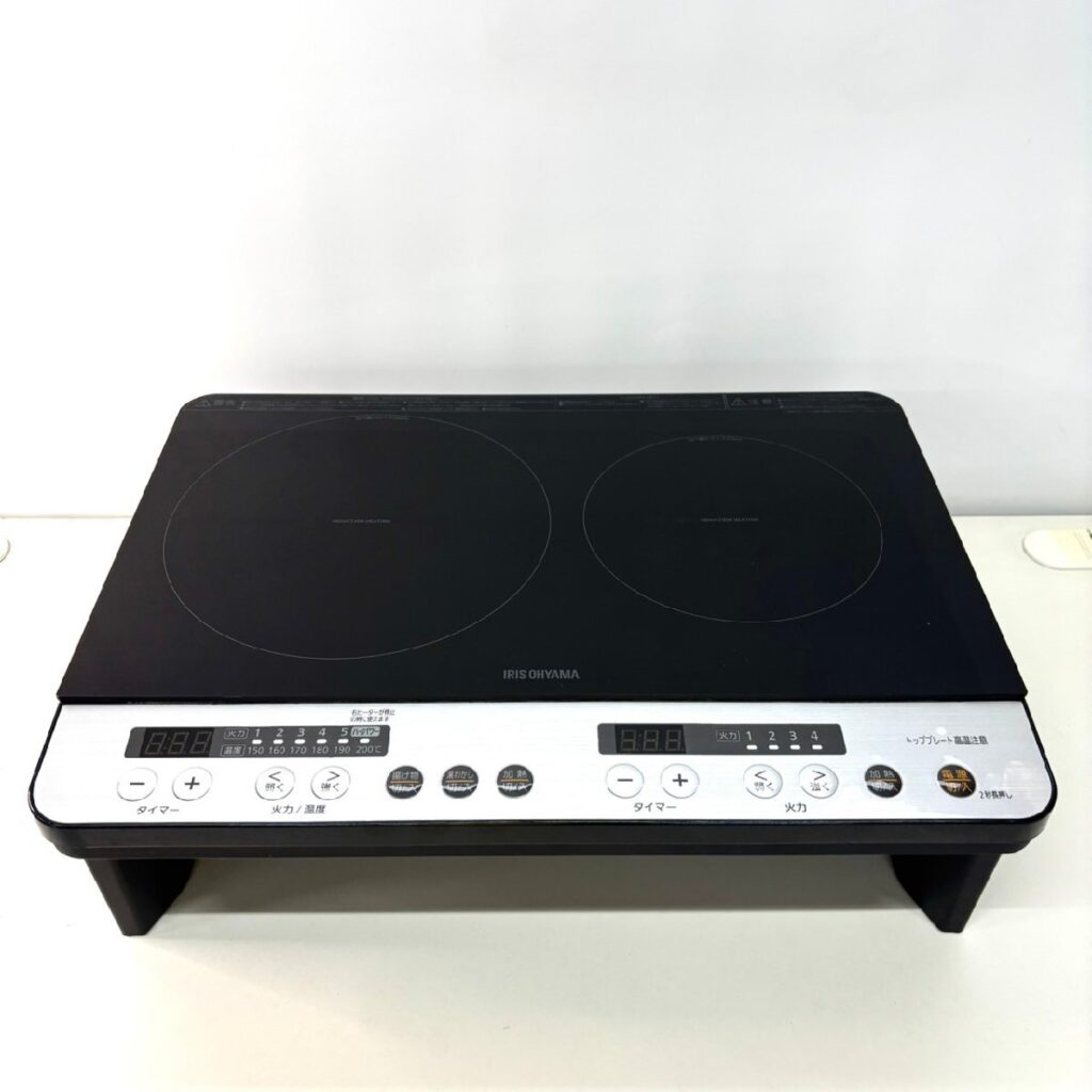アイリスオーヤマ 2口IHコンロ ブラック IHK-W12-B 設置スタンドセット(SSIH-54) 新品未使用品 アイリスオーヤマ IH IHK-W12-B 2018年製 専用スタンド付き！ IRIS