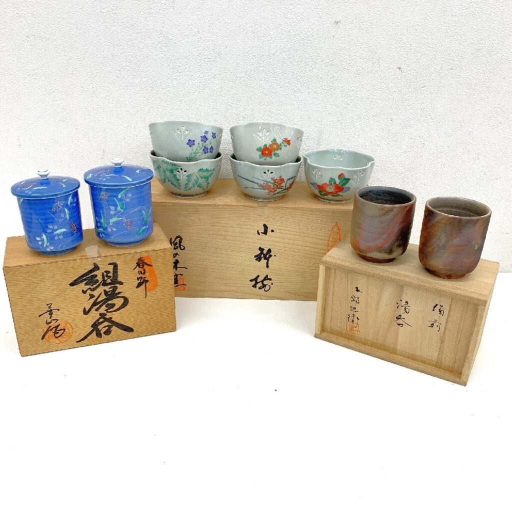 木箱付き 茶器 まとめ 備前焼 湯呑 有田焼 小鉢 風の木窯 華山