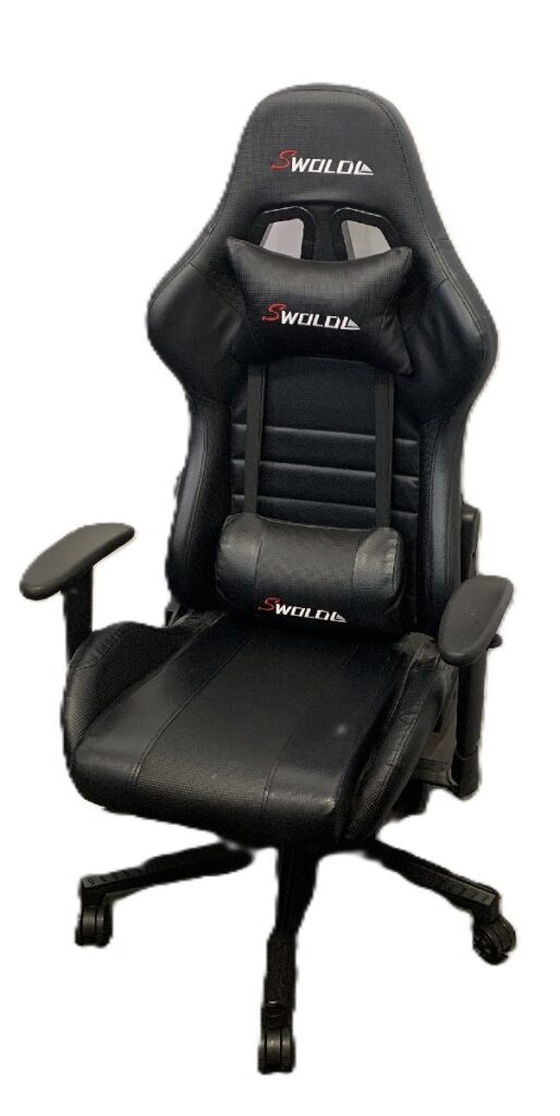 SWOLOL ゲーミングチェア クッションあり リクライニング ブラック