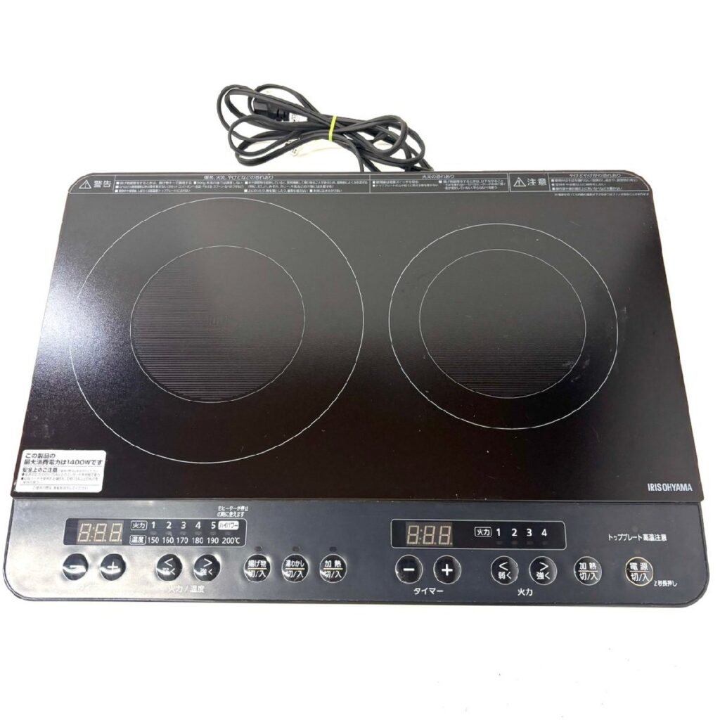IRIS OHYAMA 2口IHコンロ IHK-WKT22-B 2020年製 アイリスオーヤマ