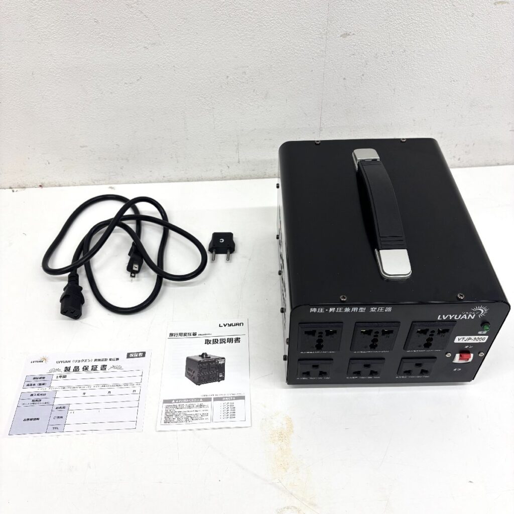LVYUAN リョクエン 3000W変圧器 降圧・昇圧兼用型トランス VTJP-3000VA 説明書付き 変換プラグ付き 通電確認済み