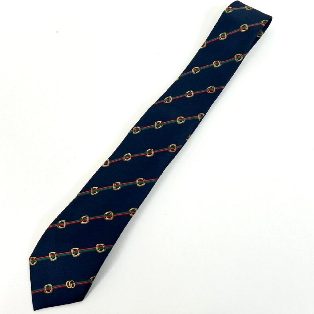 GUCCI ネクタイ 08.338.986/0001-16 148×7cm グッチ ネイビー GG柄 シルク100％ 紳士