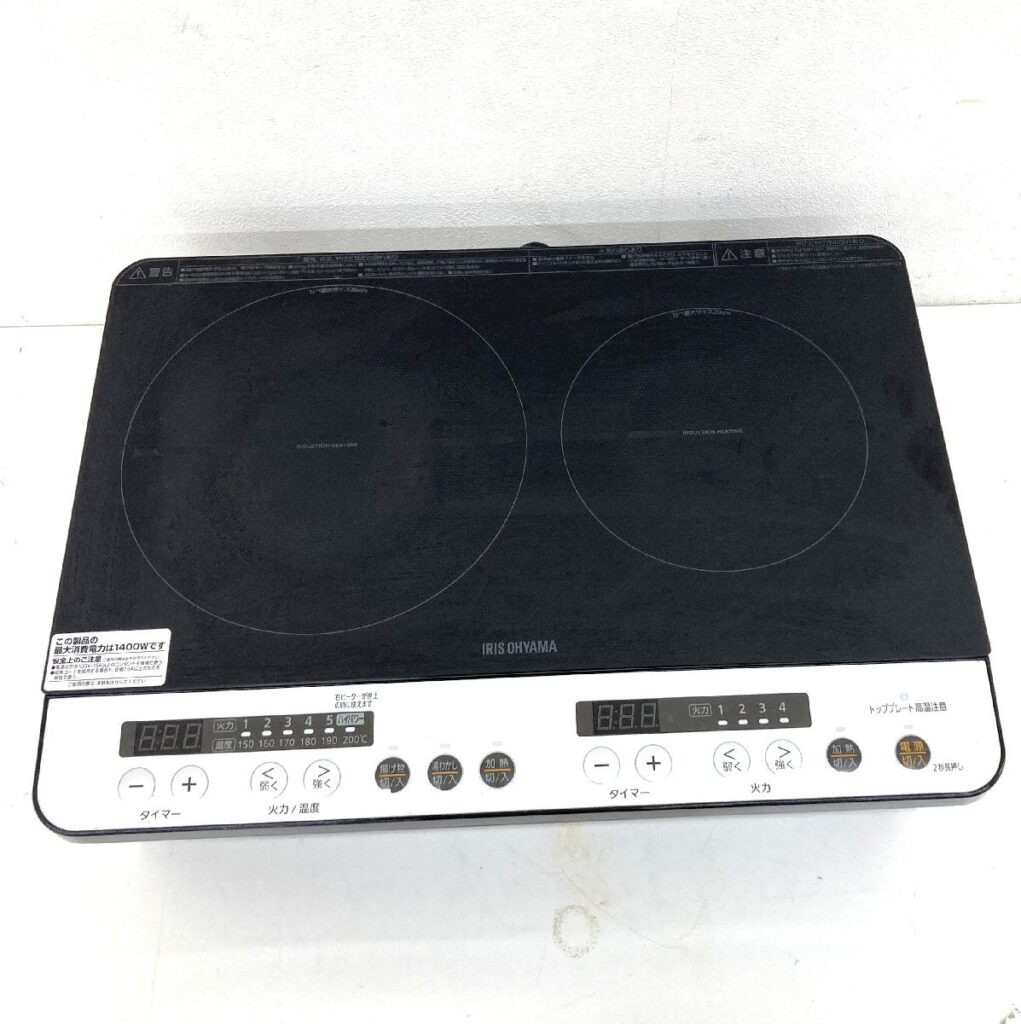 アイリスオーヤマ IRIS OHYAMA 2口IHコンロ IHK-W12SP-B 通電確認済み