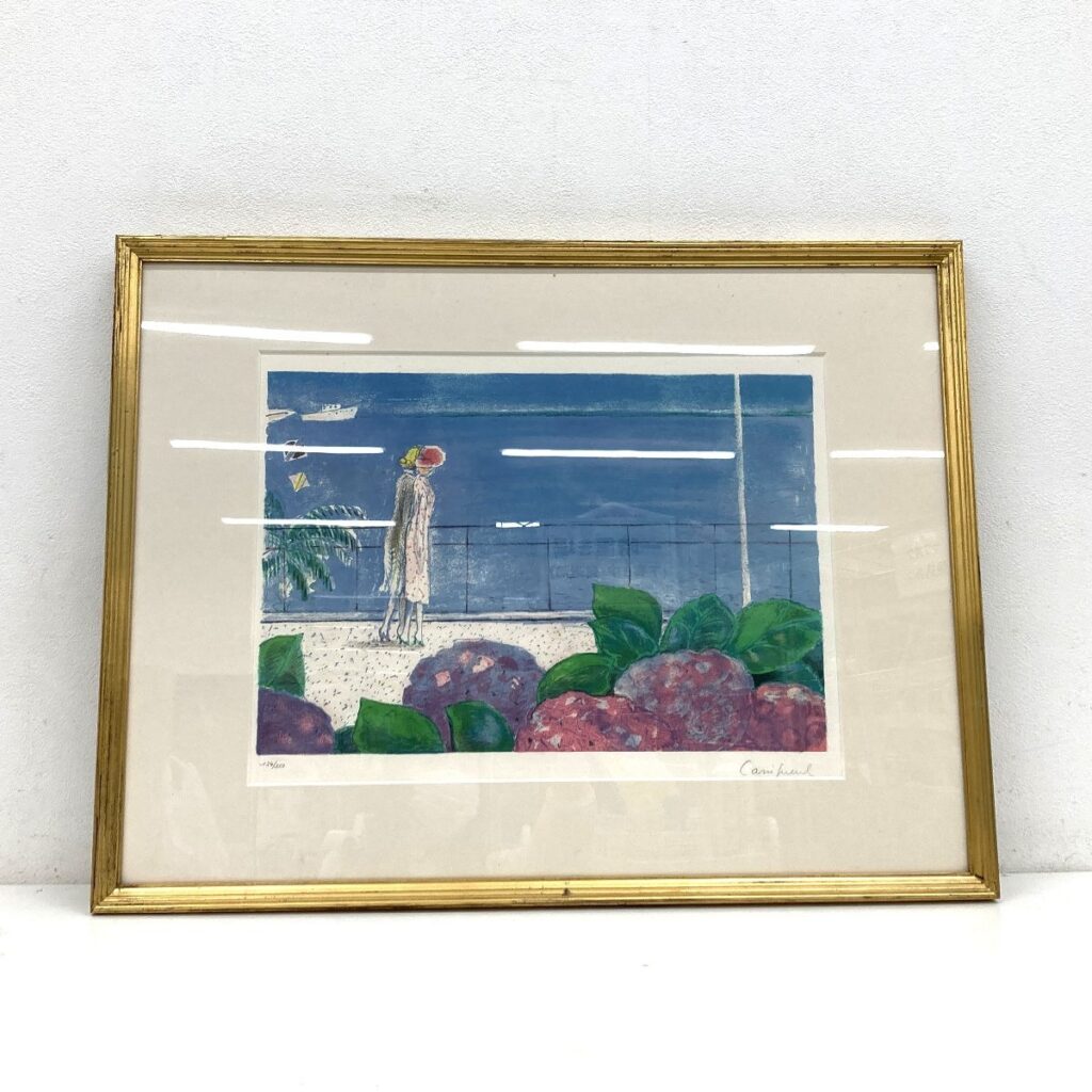 『真作』絵画 リトグラフ カシニョール あじさいの道 全長68cm