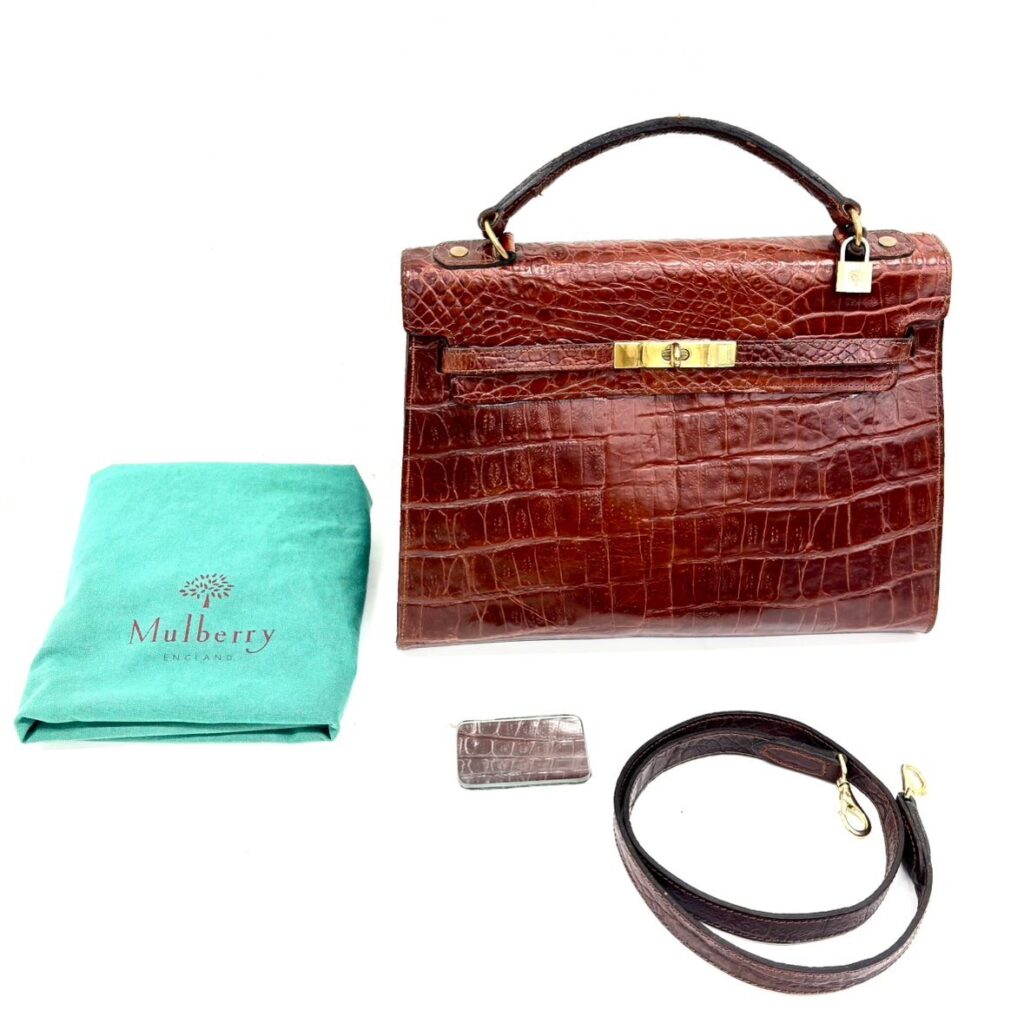 Mulberry マルベリー ショルダーバッグ クロコ型押し ミラー レザー袋付き
