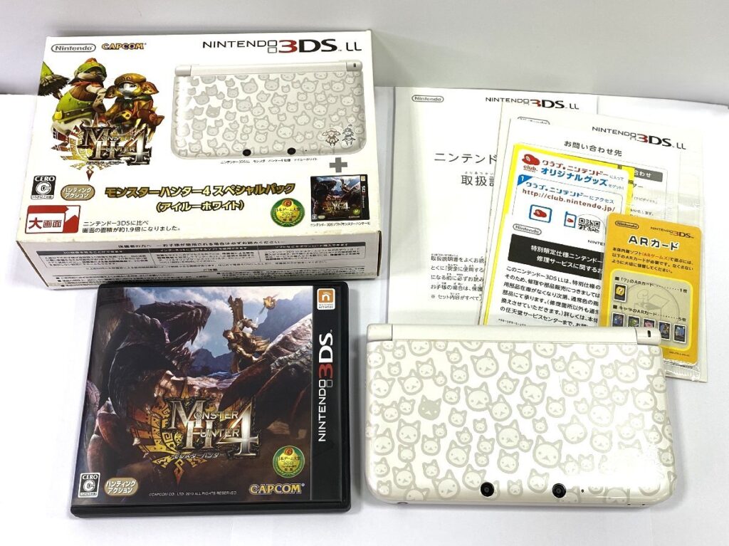 Nintendo 3DS LL SPR-001 任天堂 ニンテンドー モンスターハンター4 スペシャルパック アイルーホワイト 本体 ソフト