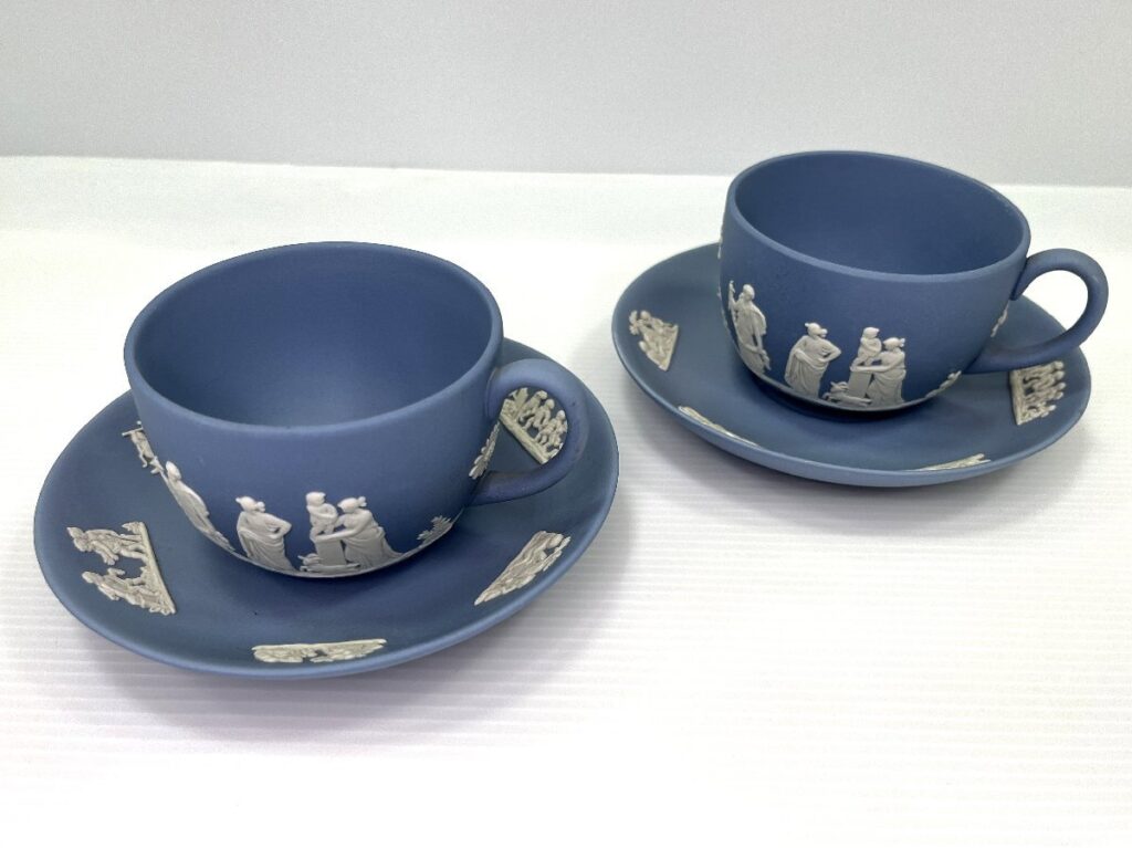 WEDGWOOD ウェッジウッド ジャスパー ペールブルー カップ&ソーサ― 2客セット ティーカップ 食器